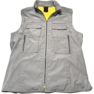 Tahari Ellie Jacket Vest Full Zipper Multi Pocket‎ with Hood Gray Size XL